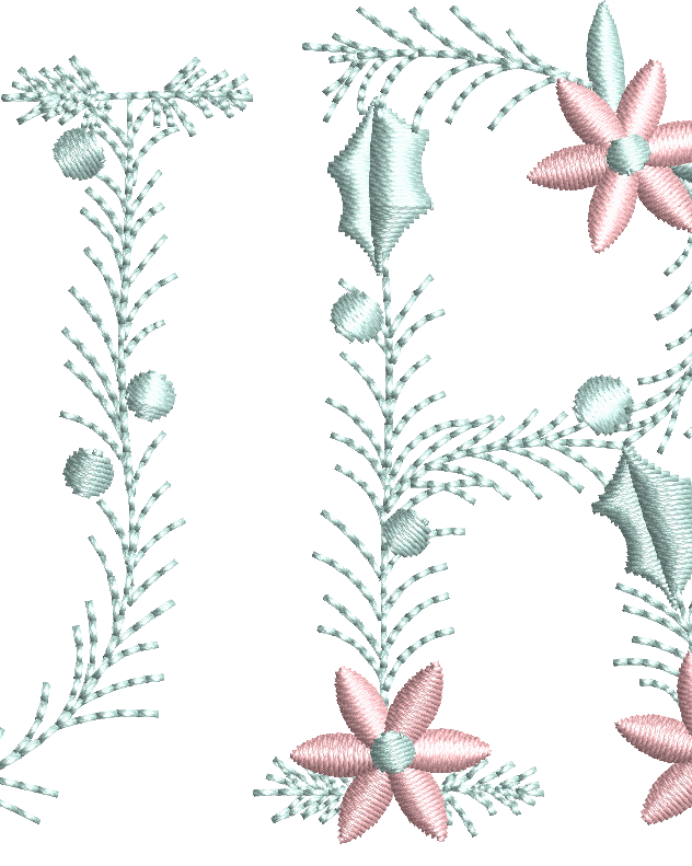 Christmas Floral Alphabet Embroidery Design – Monogram Letters A-Z Digital File