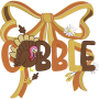 Gobble Turkey & Fall Bow Thanksgiving Embroidery Design – Digital File
