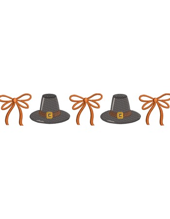 Pilgrim Hat & Autumn Bow Thanksgiving Embroidery Design – Digital File
