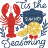 Summer Season Embroidery Design – Lobster Lemon Coastal Digital File