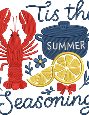Summer Season Embroidery Design – Lobster Lemon Coastal Digital File